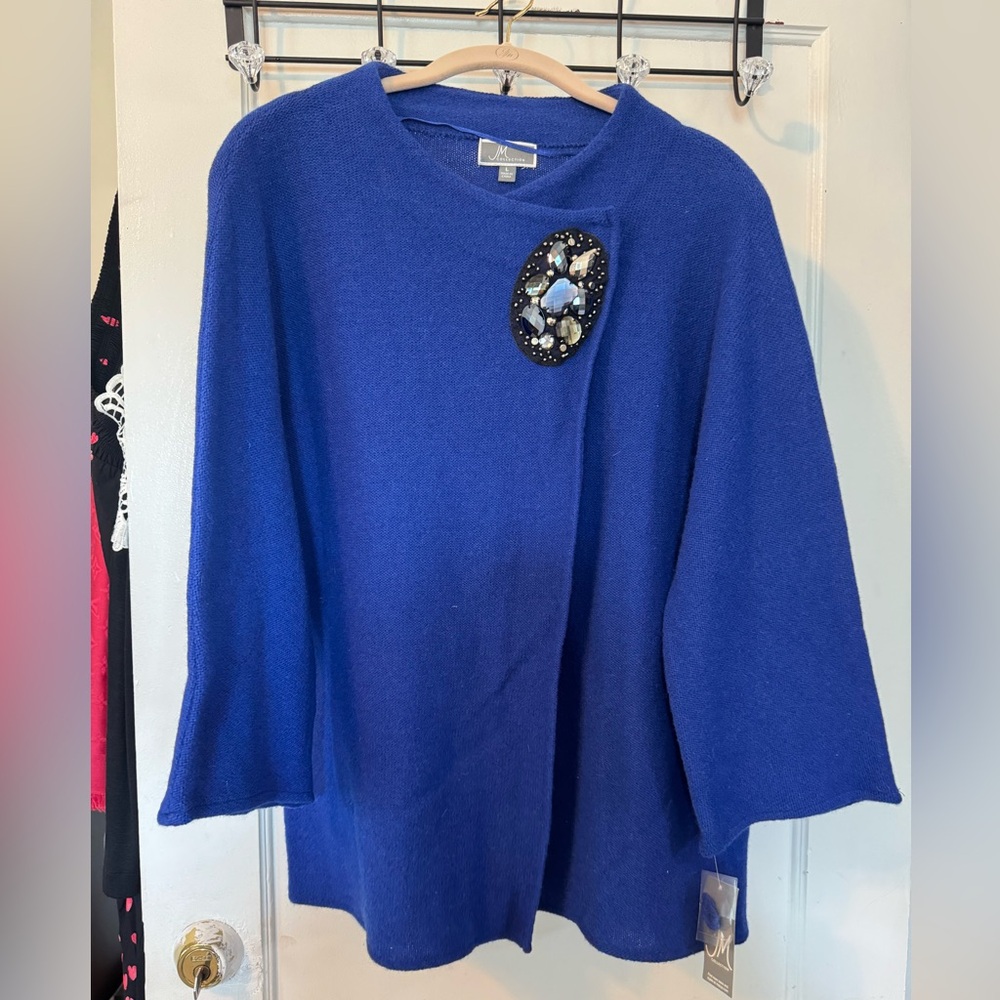 JM Collection Royal Blue Sweater with Gem Detail